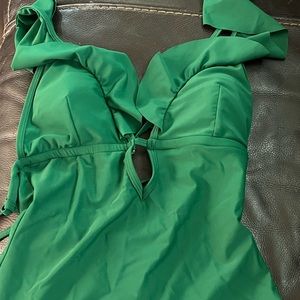 Women’s green one piece swimsuit